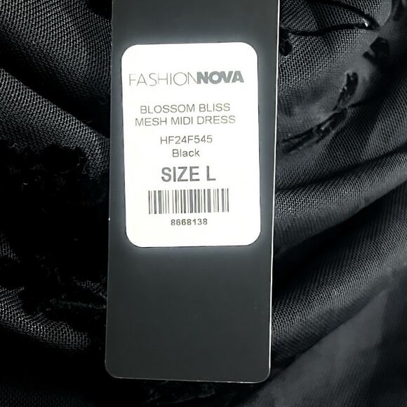 NWT Fashion Nova Blossom Bliss Whimsygoth Burnout Midi Dress - Black, Size L - Picture 11 of 13